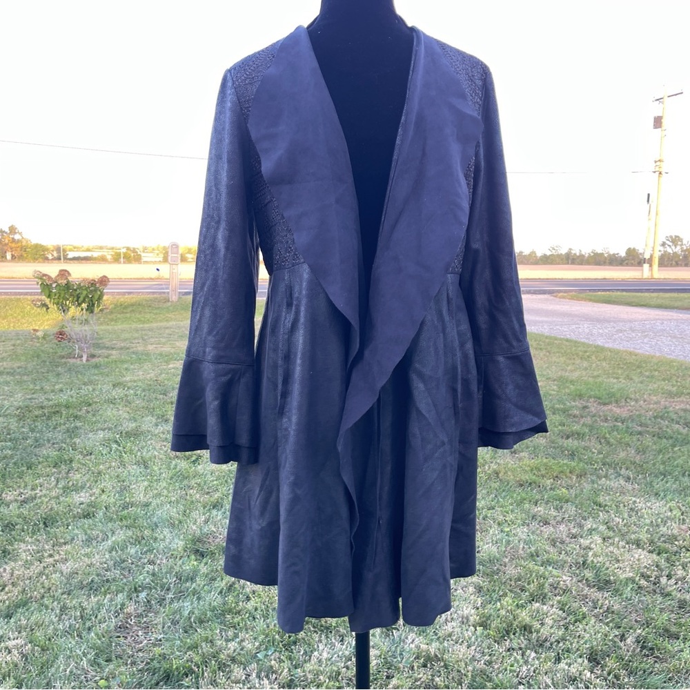 Vocal Black Cardigan with embroidery . Bell sleeves